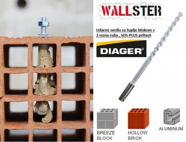 DIAGER svrdlo SDS-PLUS-za šuplji blok  6x160mm 104D06L0160