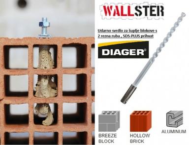 DIAGER svrdlo SDS-PLUS-za šuplji blok  5x160mm 104D05L0160