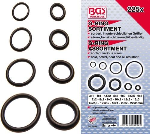 BGS set O-ring brtvi 3-22mm 225 kom   8044